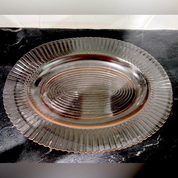 VINTAGE: MACBETH-EVANS - PINK DEPRESSION GLASS SERVING PLATTER - Petalwa… - Picture 1 of 10